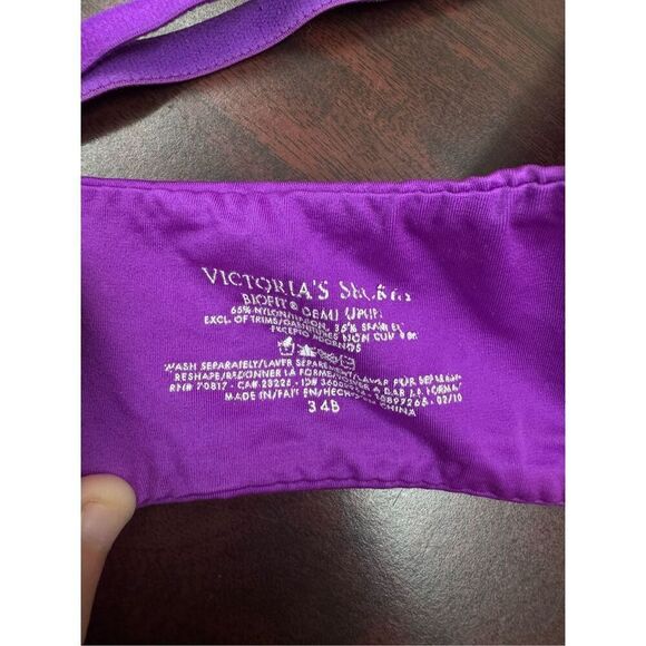 Victoria’s Secret Biofit Demi Uplift Purple Bra With Rhinestone Size 34B - Picture 6 of 6